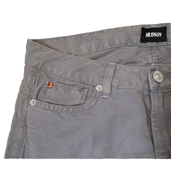 Hudson Women size27 Grey Flare Rise 8 Linen Pant wide leg Ferris Flap 35 inseam - Picture 5 of 11